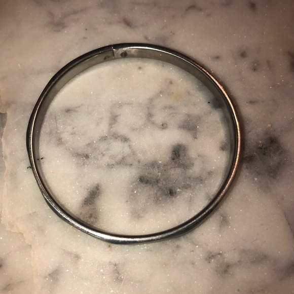 VTG Purple Abalone Inlay Silver Tone Metal Bangle EUC 8” - Picture 4 of 4